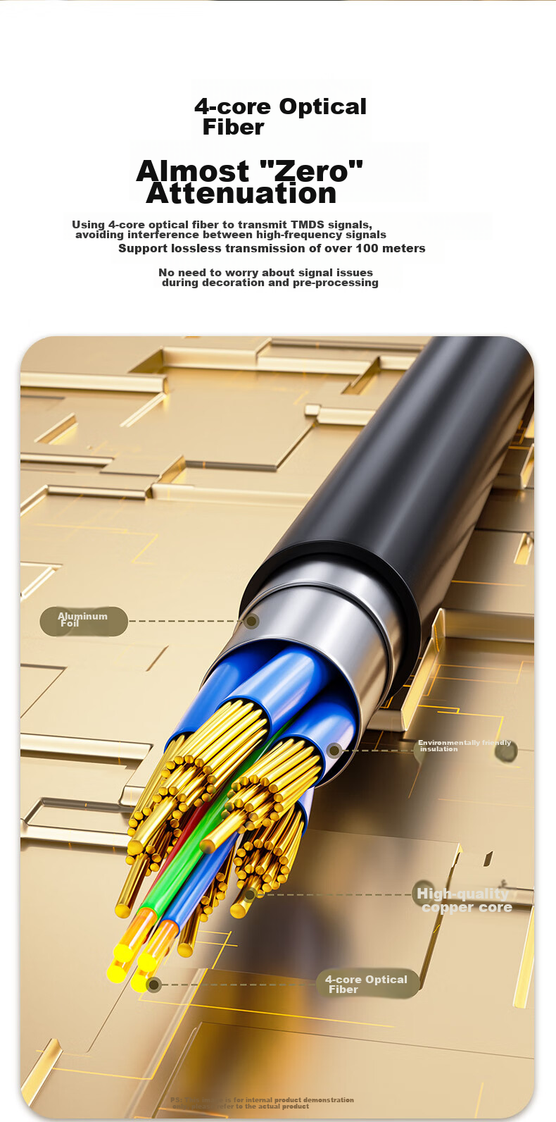 Оптический кабель BIAZE HDMI версии 2.0, 50 метров, для подключения компьютера, телевизора, проектора, домашнего кинотеатра, HX33