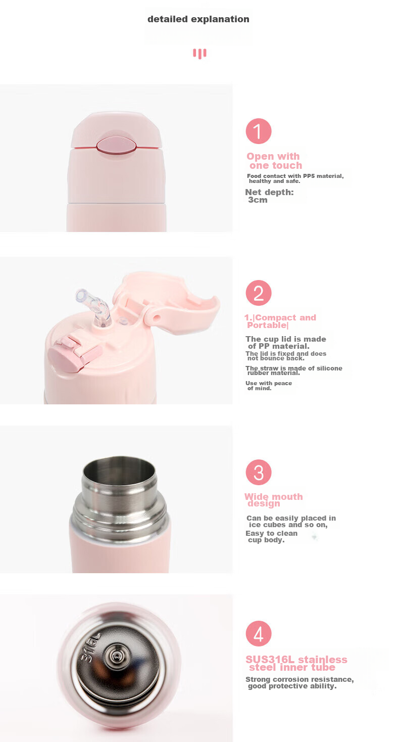 Термокружка THERMOS TCMI-400S, 400 мл, градиентный цвет, с трубочкой, сохраняет холод, для мужчин и женщин, розовая