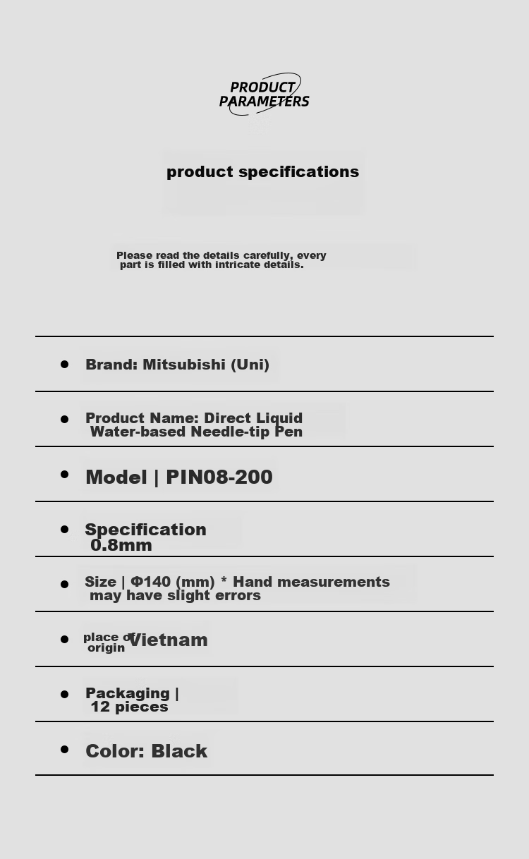 Набор маркеров Uni Mitsubishi (Uni) PIN-200, водостойкие, 0.8 мм, черные, 12 шт.