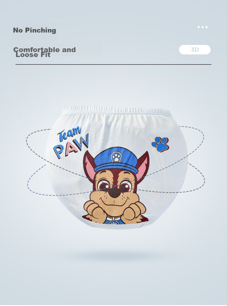 Детское нижнее белье PAW PATROL для мальчиков и девочек, трусы-боксеры из хлопка класса А, удобные для малышей PA1440, размер 120