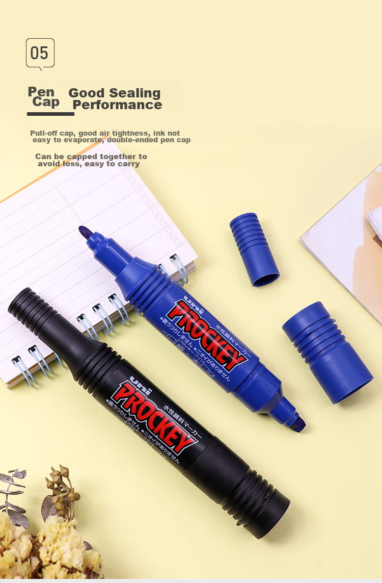 Маркер Uni Mitsubishi Dual-Tip PM-150TR, быстросохнущий, универсальный, черный, 1 шт.