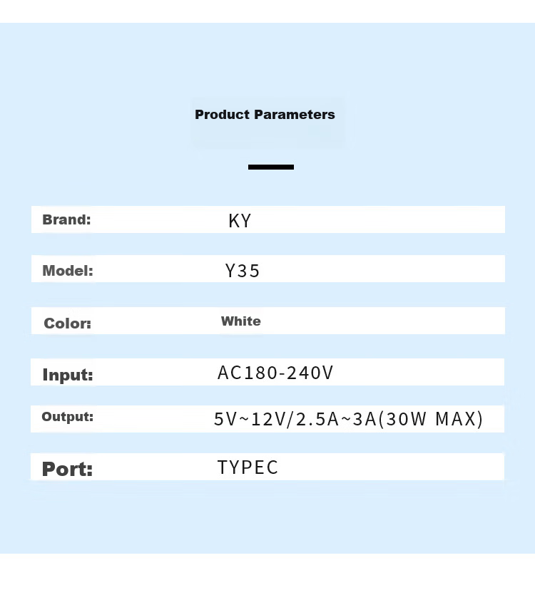 Зарядное устройство KY Kangyou GaN 30W, белый, с кабелем Type-C, для iPhone 15/16 Pro Max/Plus