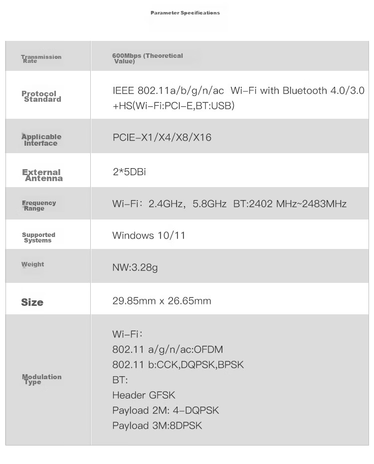 Wi-Fi Bluetooth 4.0 сетевая карта EDUP EP-9619, 600M Dual-Band PCI-E, беспроводной модуль для настольного компьютера