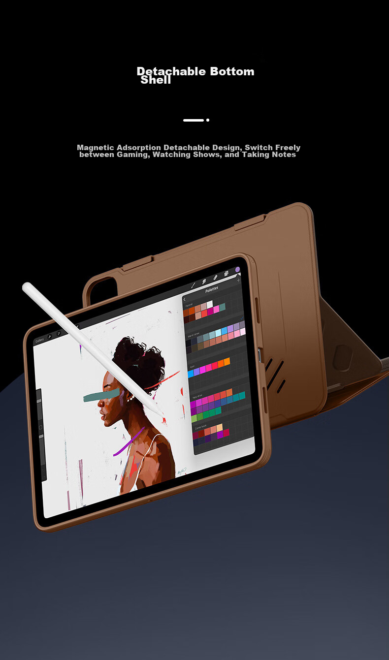 Чехол ESR для iPad Pro 13 дюймов (2024/2025 M5/M4), серия Zhenzhi, съемная магнитная крышка, регулируемый угол, защита от ударов, цвет Мокко Браун