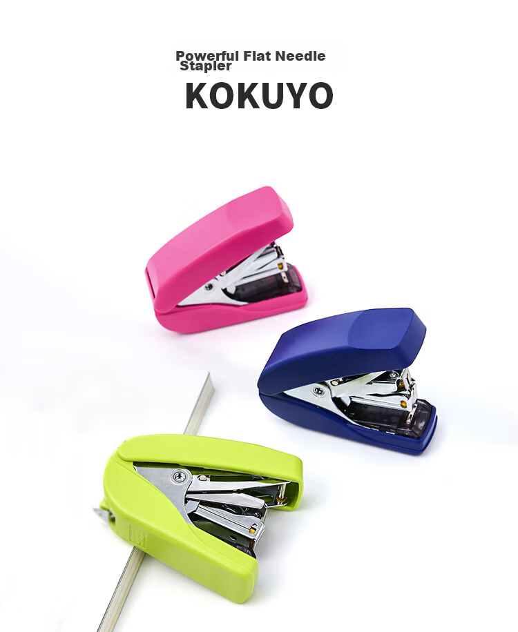 Степлер KOKUYO SL-MF55, портативный, для студентов, компактный, с плоским скреплением, желто-зеленый