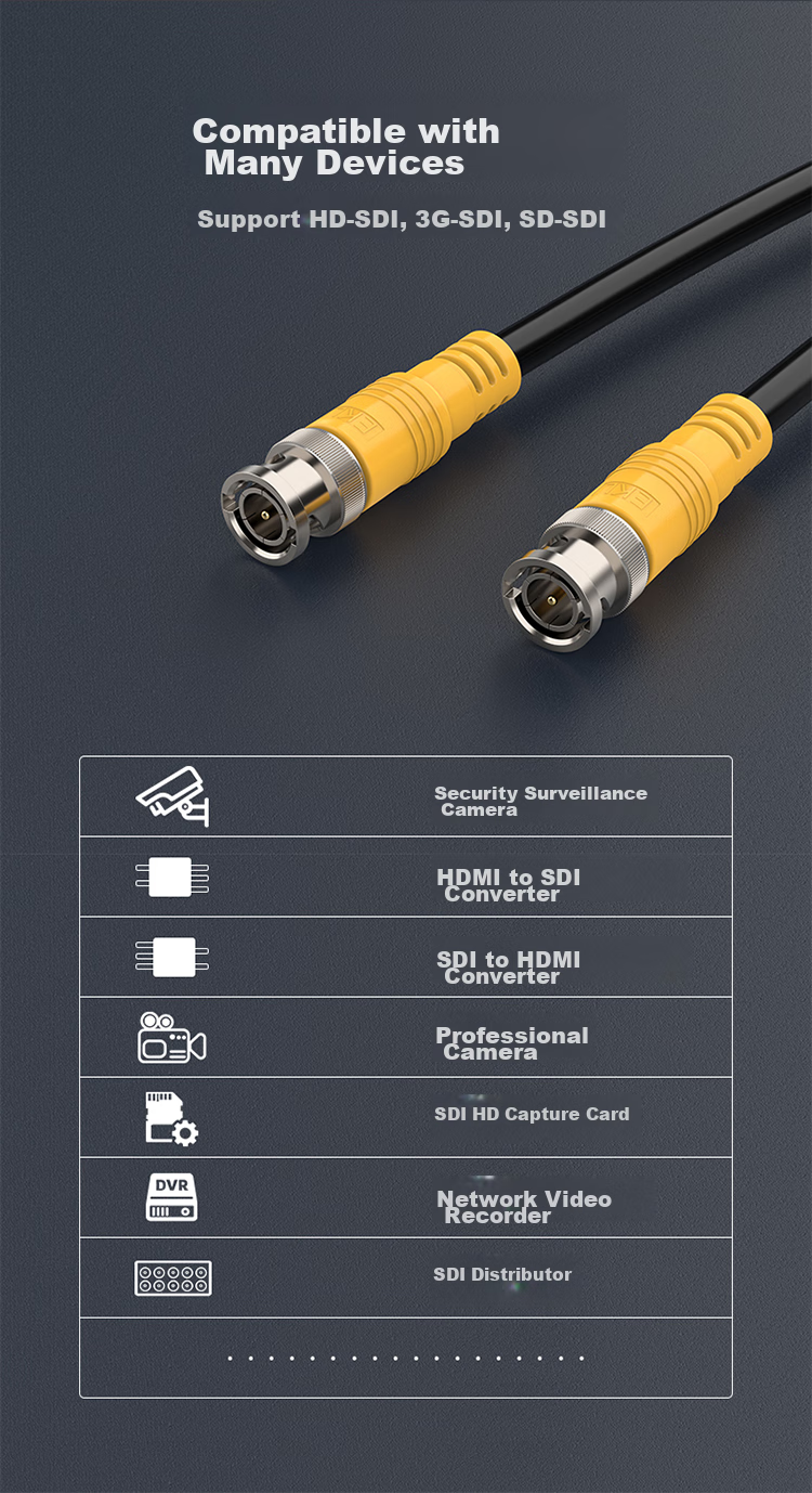 Кабель eKL HD-SDI/3G SDI, 1 метр, разъем BNC, чистая медь 75-5, поддержка 1080P, для камер видеонаблюдения SDC010