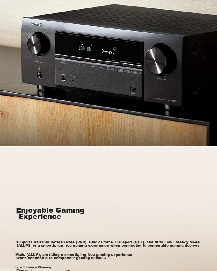 AV-ресивер DENON AVR-X580BT, 5.2-канальный, 8K, Dolby, DTS, Bluetooth, USB, черный