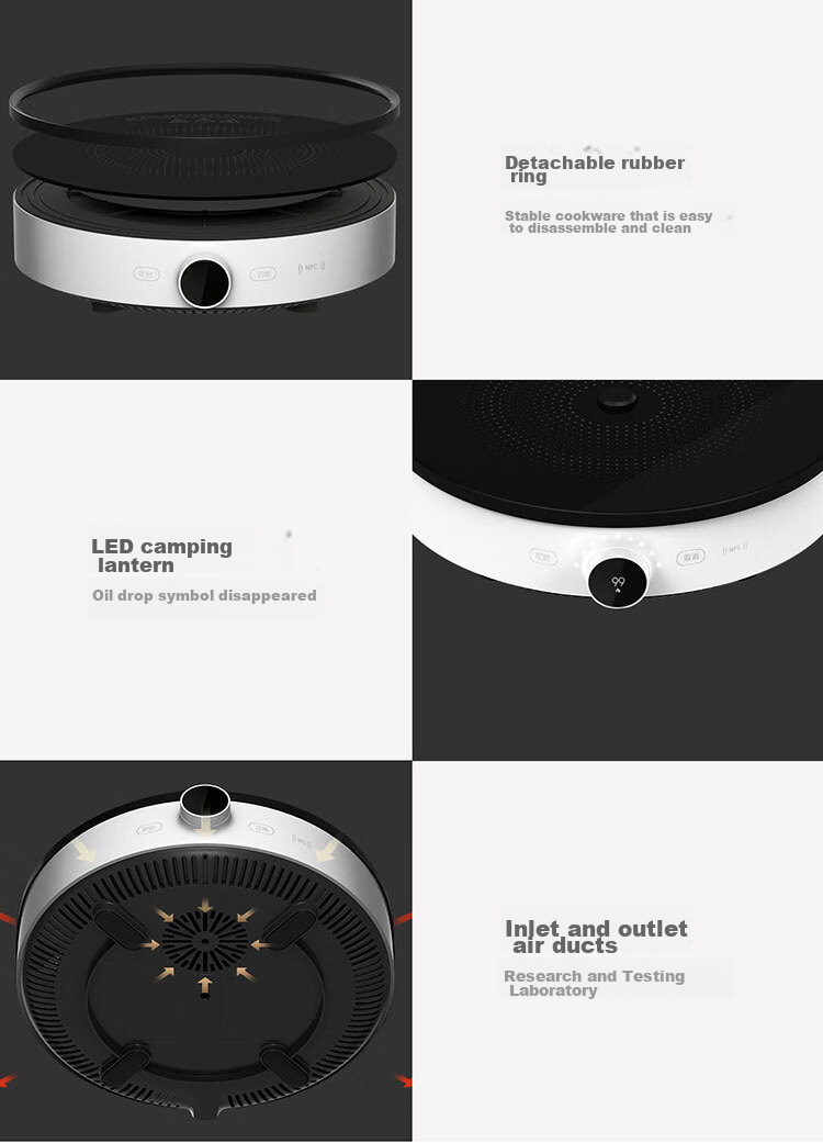 Индукционная плита Xiaomi Mijia, 2000 Вт, 99 уровней нагрева, умная многофункциональная бытовая техника, круглая форма