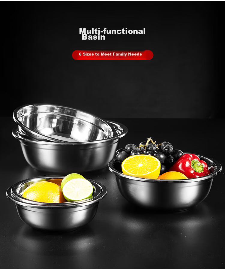 Миска MAXCOOK из утолщенной нержавеющей стали 304, диаметр 24 см, для супа, овощей, приправ, замешивания теста, MCWATP24