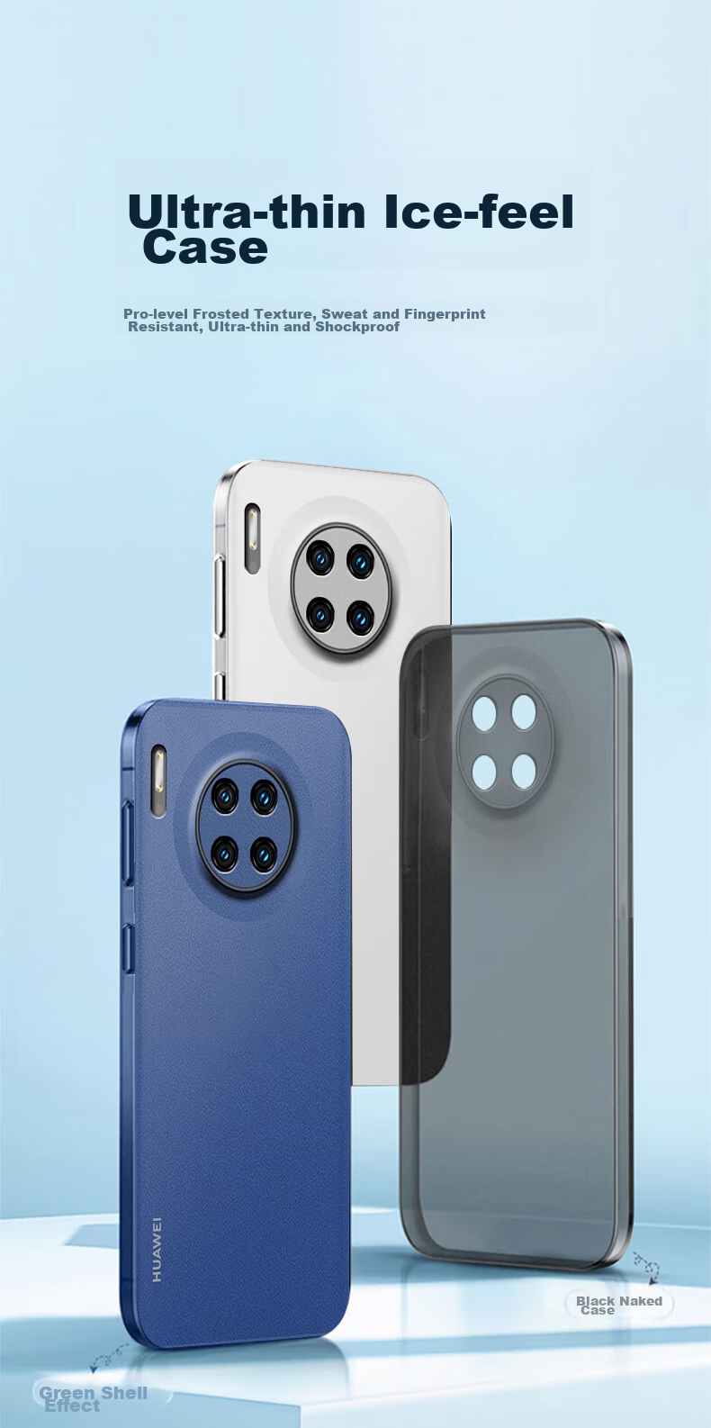 Чехол для телефона HOLDZU для Huawei Mate 30 Pro/Mate 30E Pro, ультратонкий матовый силиконовый чехол с защитой объектива, черный