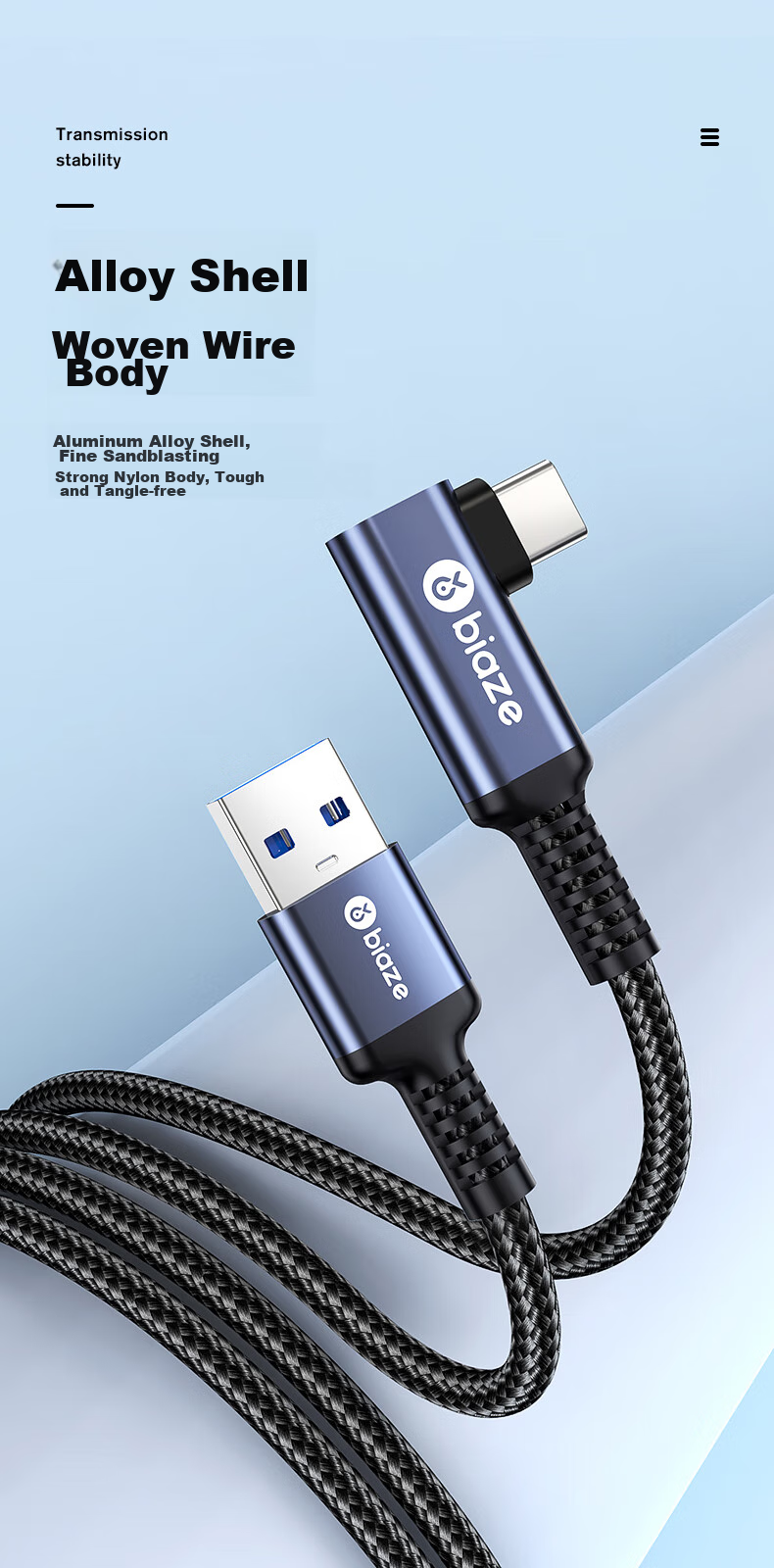 Кабель BIAZE VR Link Streaming USB 3.0 Type-C, 5 метров, для Oculus Quest 2/1
