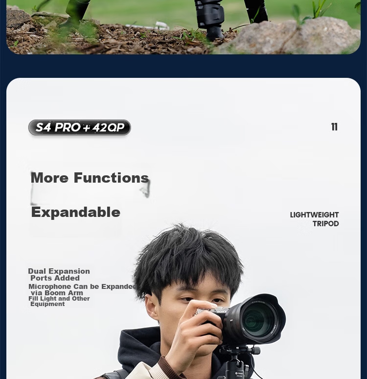 Штатив Fotopro S4 PRO+42QP с панорамной шаровой головкой для фотокамер Sony, Canon, Nikon