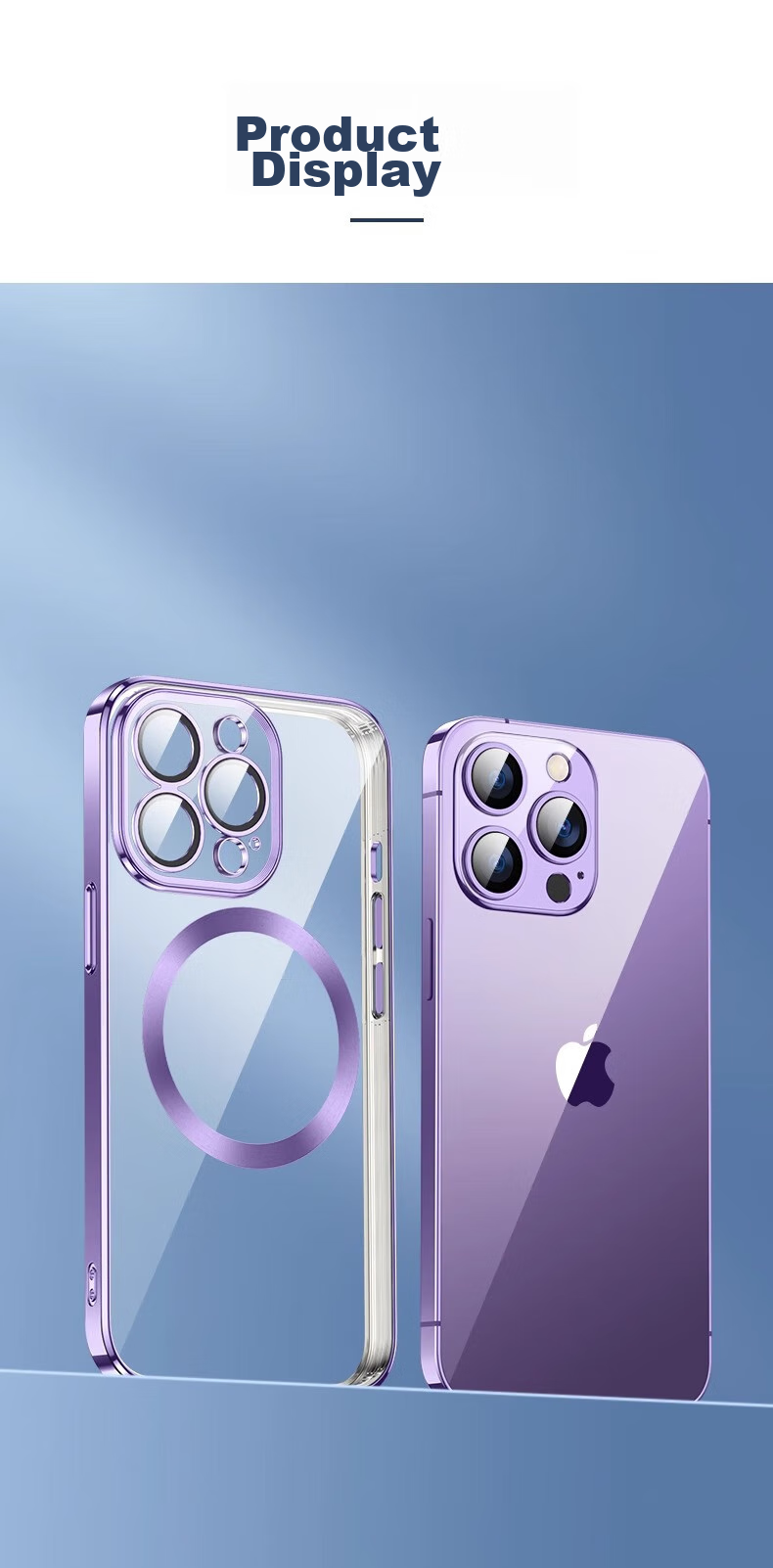 Чехол для iPhone 13 Pro Max ZHIWEISHI, прозрачный, антиударный, с магнитной функцией, черная графитовая рамка