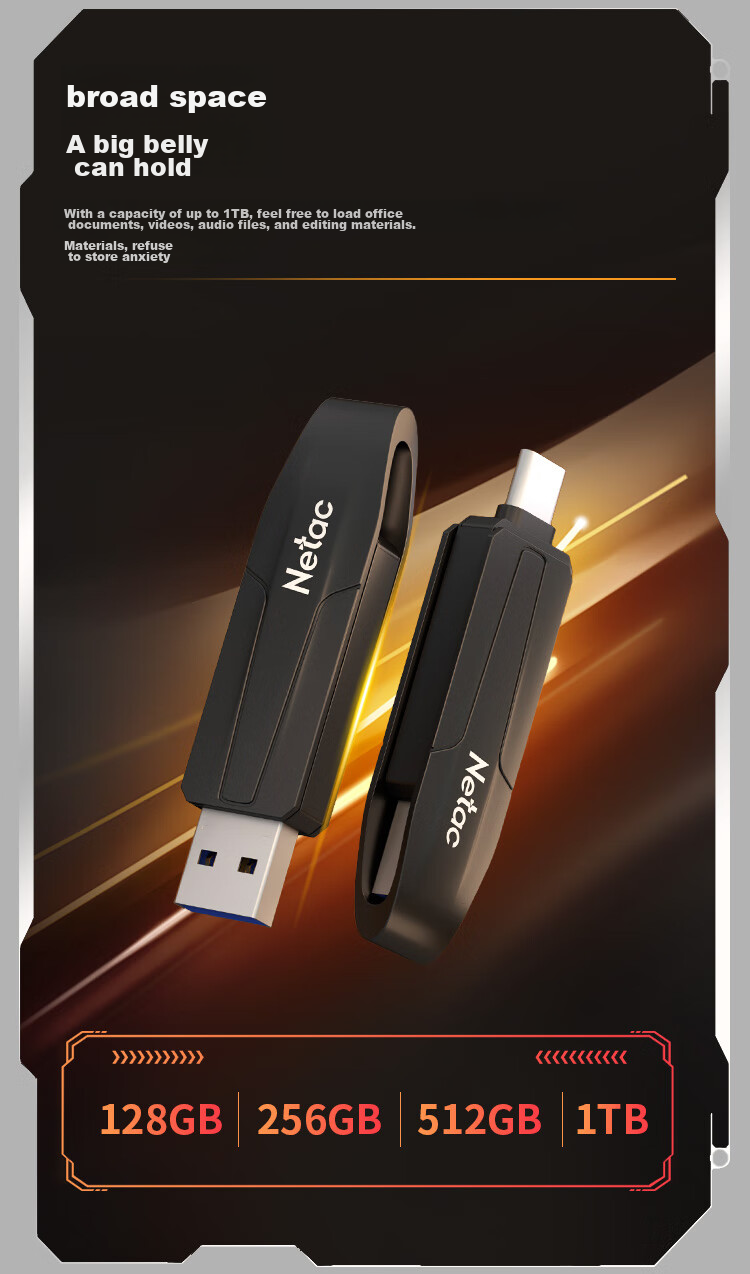 USB-накопитель Netac US8 512GB, Type-C, USB 3.2