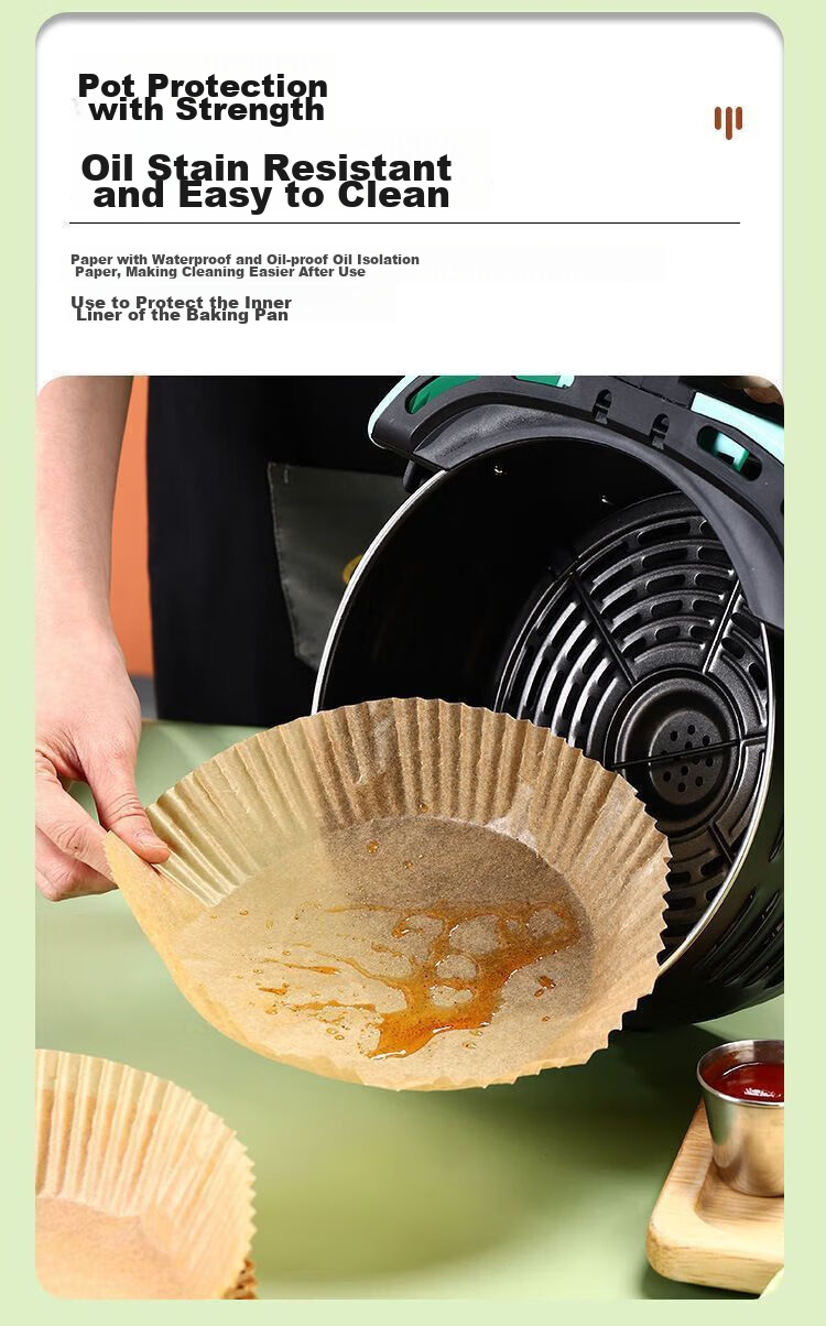Бумага для выпечки Jieribang, 110 шт., для аэрофритюрницы, круглая, пропитанная силиконом, впитывающая, для выпечки и жарки