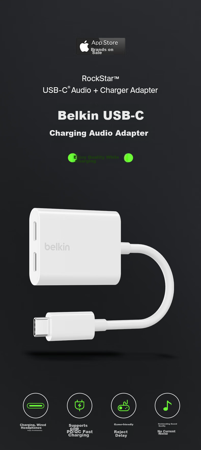 Адаптер-разветвитель Belkin Type-C, 60W, черный