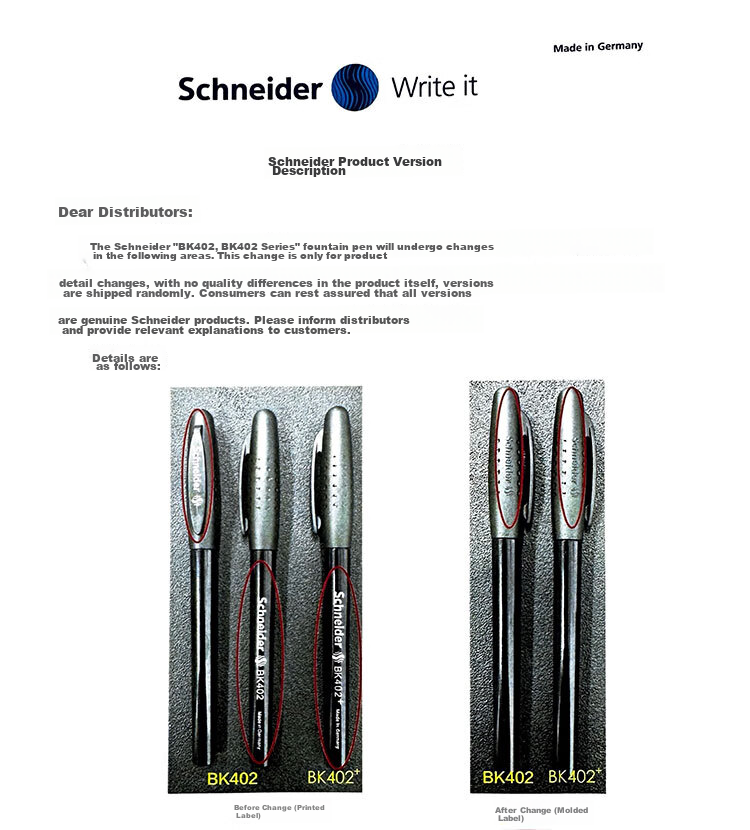 Перьевая ручка Schneider BK402, студенческая, для письма и офиса, F-перо, красная