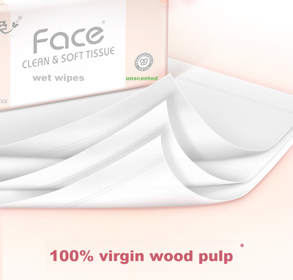Бумажные платочки C&S Facial Tissues, розовые, 3-слойные, 150 листов*24 упаковки, влажные салфетки M, целый ящик туалетной бумаги