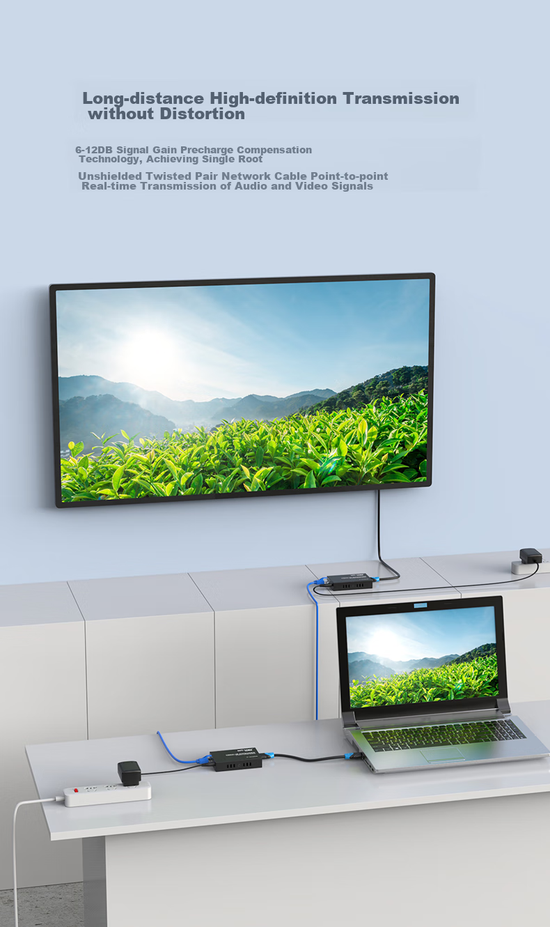 HDMI удлинитель MT-Viki MT-ED06-C, 135 метров, HDMI на RJ45 по одному сетевому кабелю, усилитель сигнала