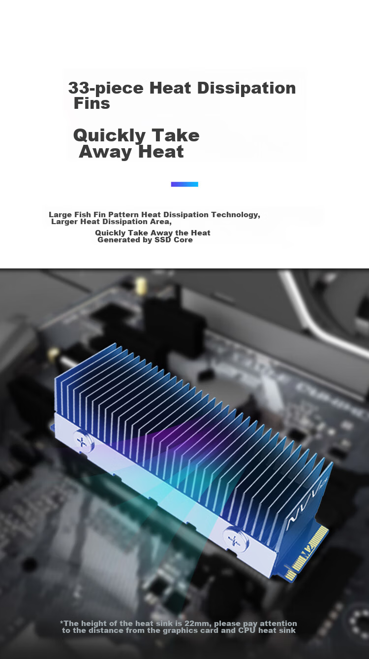Радиатор для M.2 SSD NVV NT-GT4, алюминиевый сплав, охлаждение, 2280