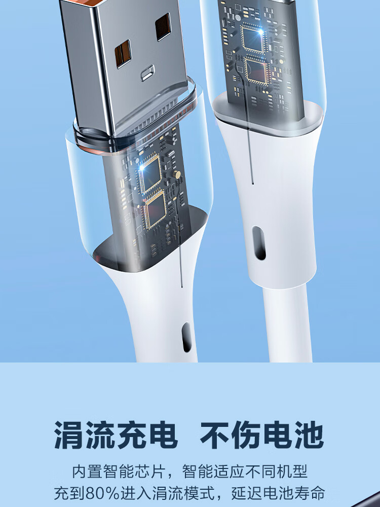 惠寻 京东自有品牌 数据线 安卓micro USB TPE注塑软胶线 白色 1m 适用vivo华为小米魅族荣耀