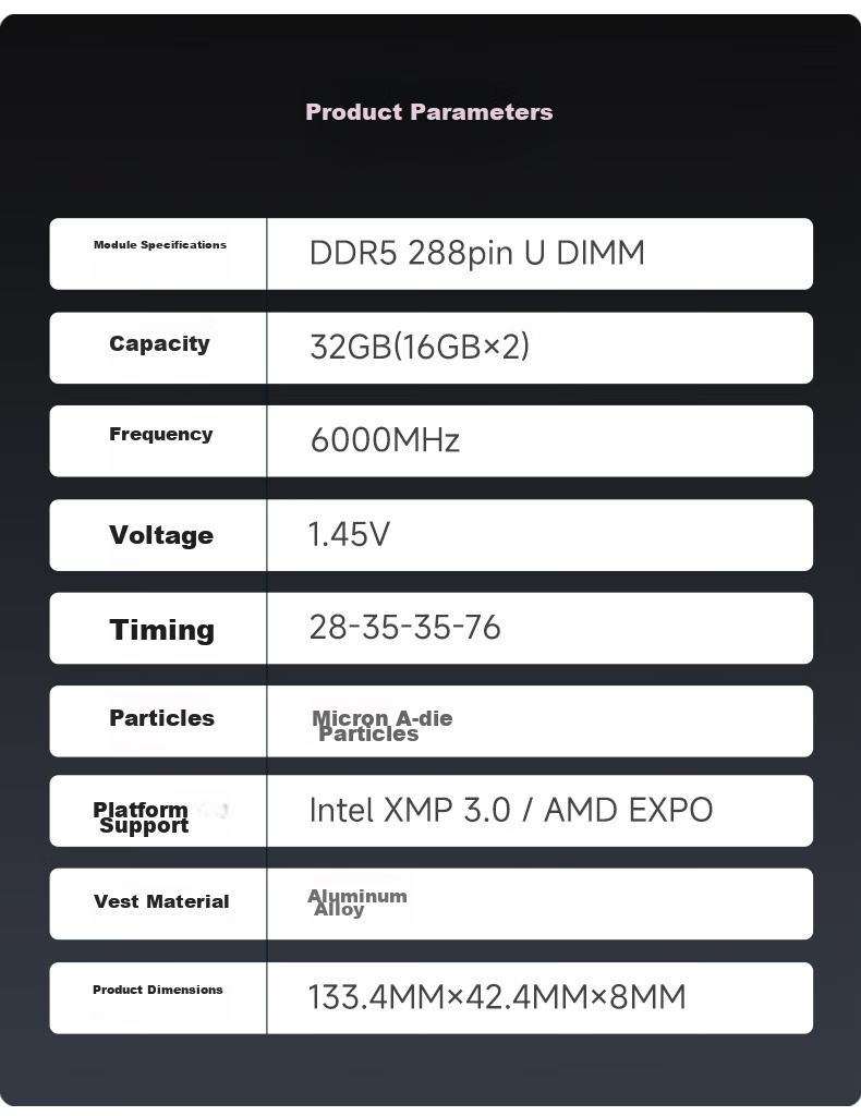 Оперативная память KINGBANK DDR5, 32 ГБ (2x16 ГБ), 6000 МГц, CL28, для настольных ПК, комплект из 2 модулей