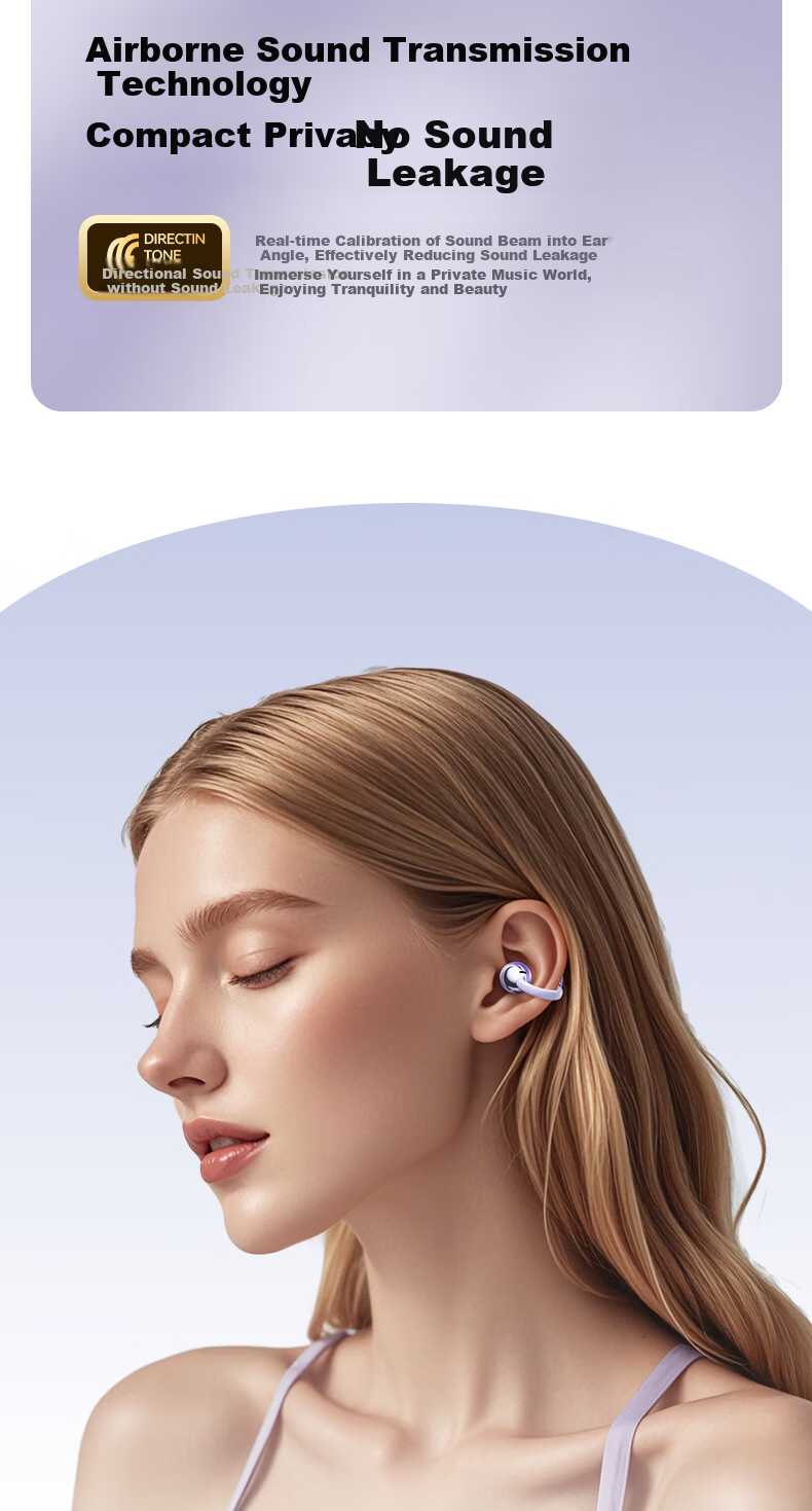 Беспроводные наушники Guiyin T16, Bluetooth 5.4, открытого типа, шумоподавление, спортивные, черные