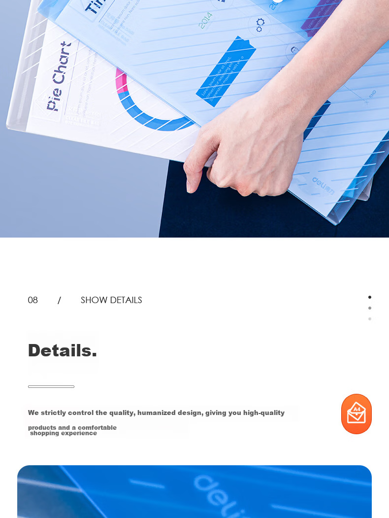 Папка-портфель Deli 5501, формат А4, с кнопкой, синяя, 10 шт.