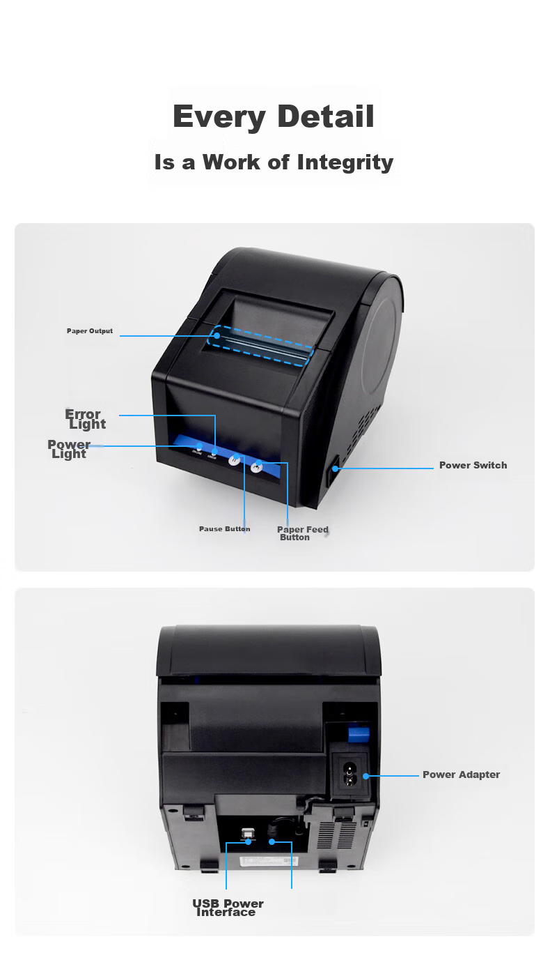 Термопринтер этикеток Gprinter GP-3120TUD, для печати наклеек, чеков, штрих-кодов, одежды, продуктов, 80 мм