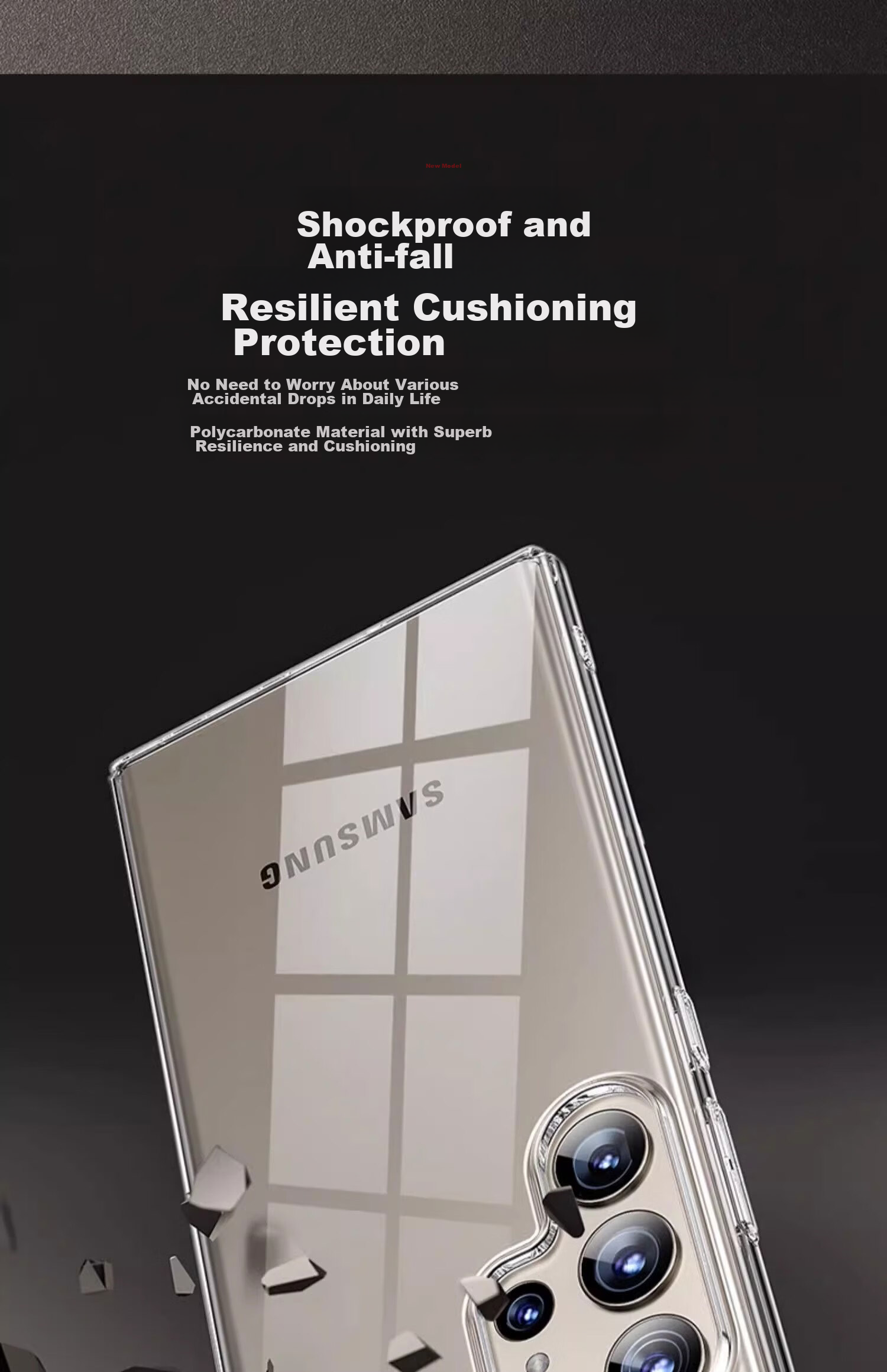 Чехол для Samsung S23 Ultra POZZO, полностью прозрачный, ультратонкий, противоударный, защита от отпечатков пальцев
