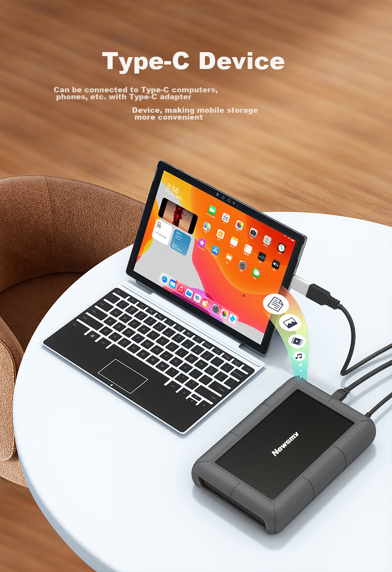 Портативный жесткий диск Newsmy Xingji Series, 3.5 дюйма, настольное хранилище, Type-C USB 3.1, 4 ТБ, черный