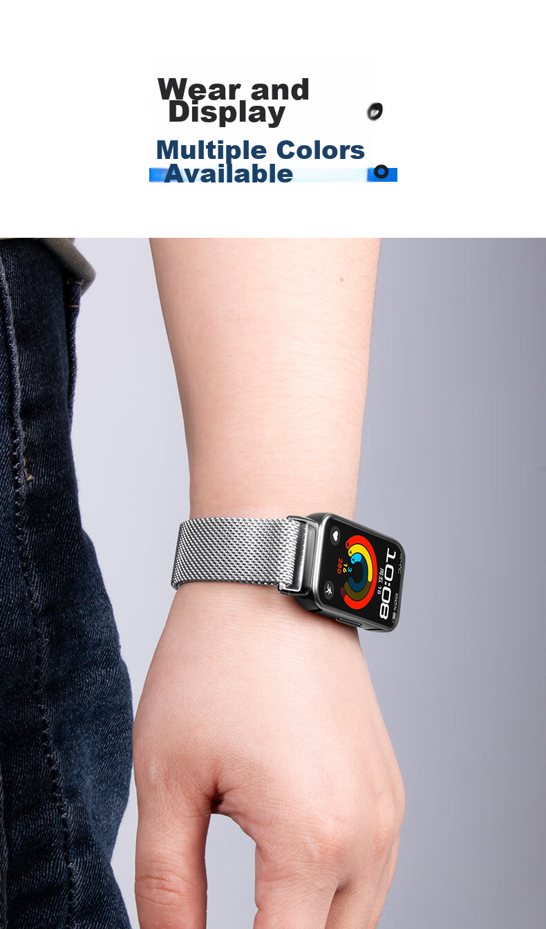 Ремешок BHO Milanese для Huawei Band 10/9/8, металлический, черный