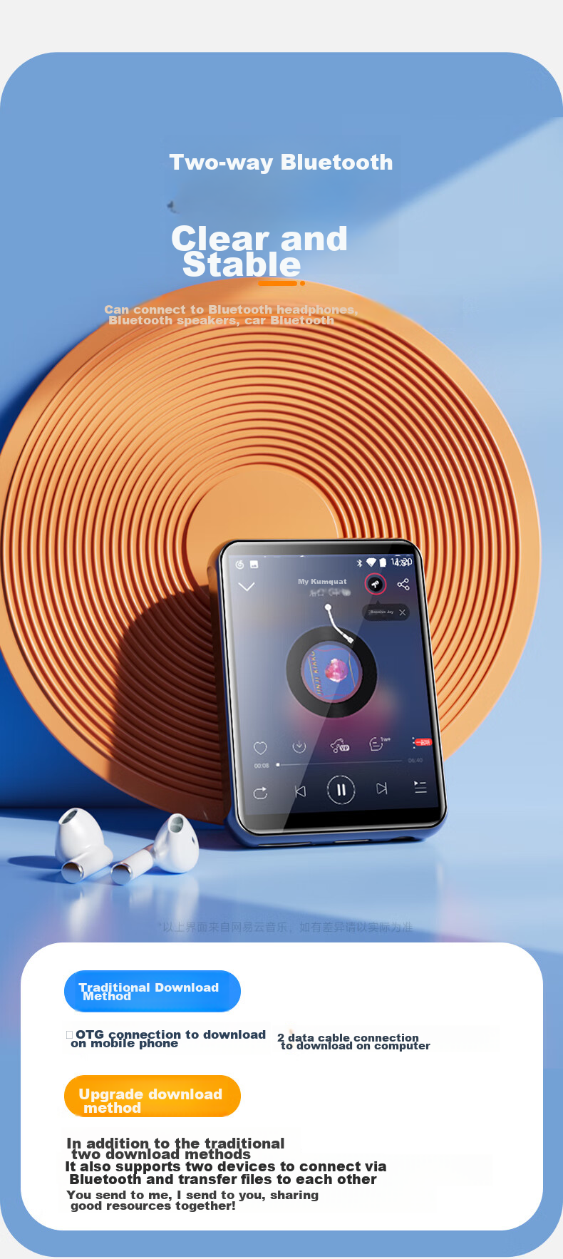 Портативный MP3/MP4 плеер FAMUE BF10, 40 ГБ, с Wi-Fi, Bluetooth, цвет черный