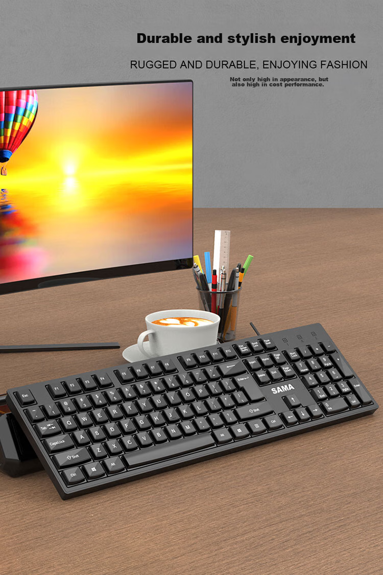 Клавиатура SAMA K130 USB, проводная, черная, для офиса и дома
