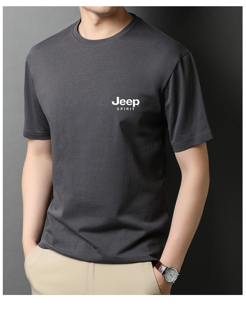 Мужская футболка JEEP SPIRIT, летняя, с коротким рукавом, из чистого хлопка, для спорта и отдыха, черная, размер 2XL