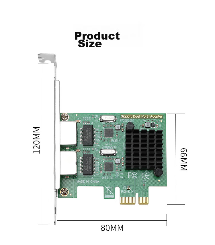 Сетевая карта MOGE MC2249, Gigabit Ethernet, 2 порта RJ-45, PCIe