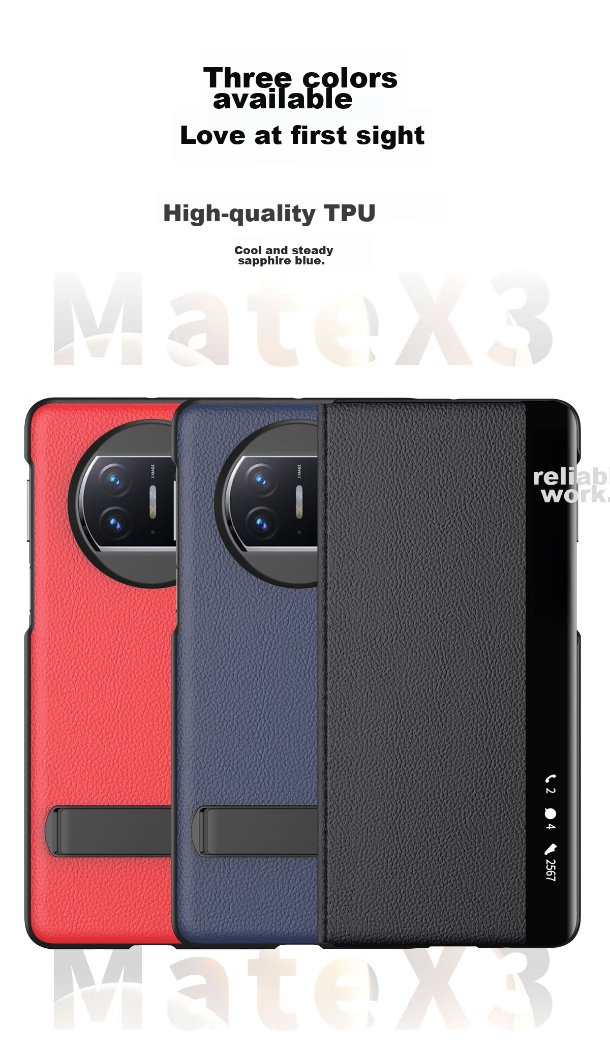 Чехол для телефона ZhengJian для Huawei Mate X3, кожаный, противоударный, черный