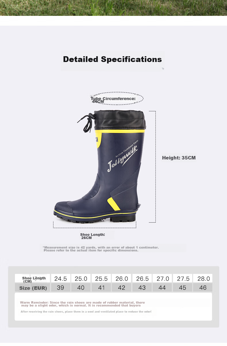 Мужские резиновые сапоги Jolly Walk JW211TQ, водонепроницаемые, нескользящие, износостойкие, для рыбалки, сине-желтые, размер 41