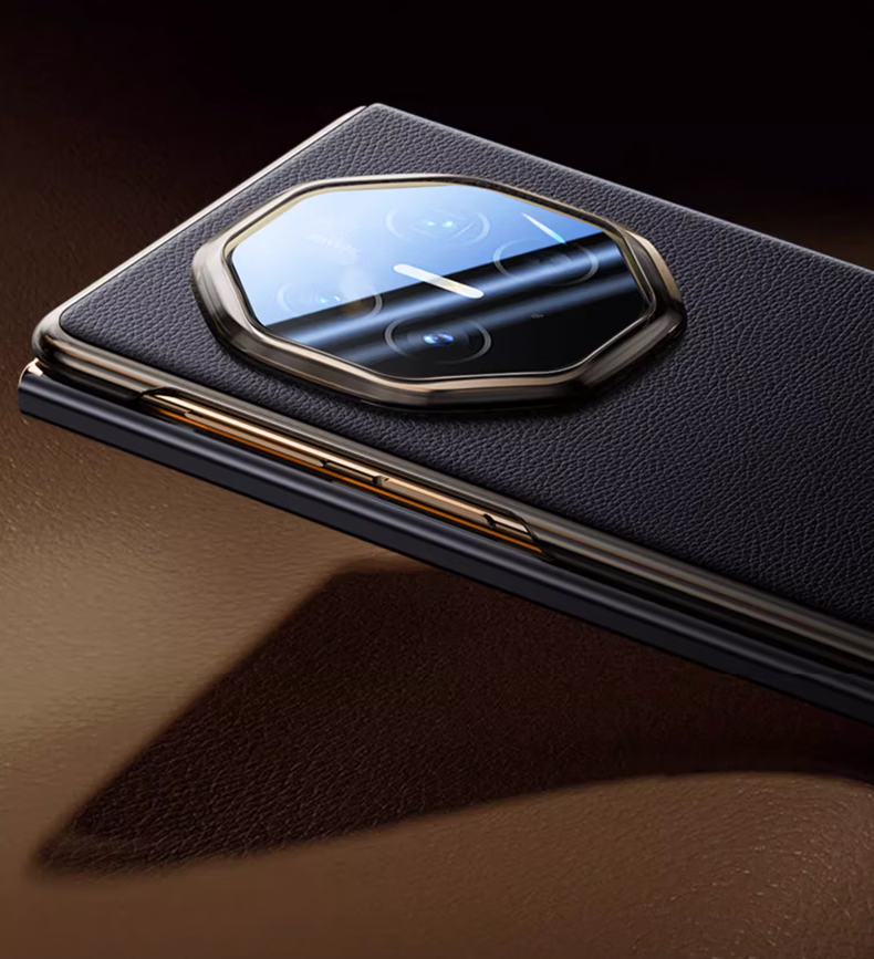 Чехол ZhengJian для Huawei Mate XT/XTs, коллекционное издание, флип-чехол из натуральной кожи, противоударный, ультратонкий, с окном для смарт-флипа, цвет "Розовый"