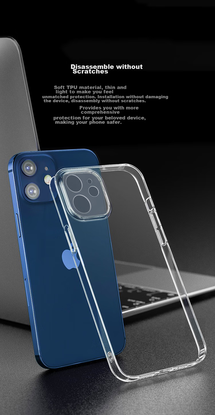 Чехол для Apple iPhone 12 Snowkids, ультратонкий, прозрачный, TPU, с защитой камеры, 6.1 дюйма