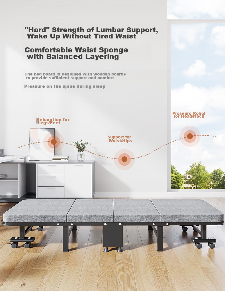 Раскладушка OKeefe, односпальная, для офиса, больницы, с 4 складными секциями, 60 см