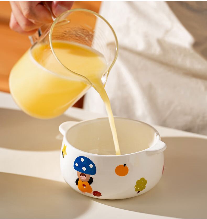 Керамическая миска Onlycook с двойными ручками и крышкой, для тушения, детского питания, супа, желтая, 330 мл
