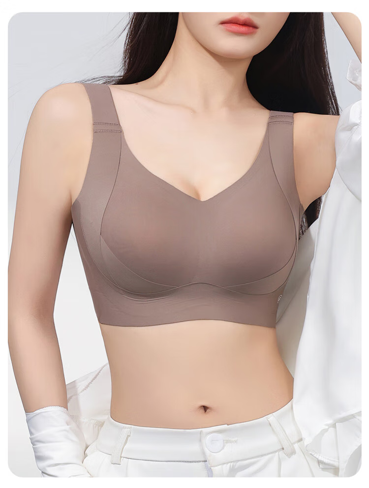 Бюстгальтер GRACEWELL Seamless Double-Lift, бесшовный, для пышной груди, с Push-Up эффектом, боковой поддержкой, против провисания, без косточек, мягкий спортивный бра, размер L, телесный