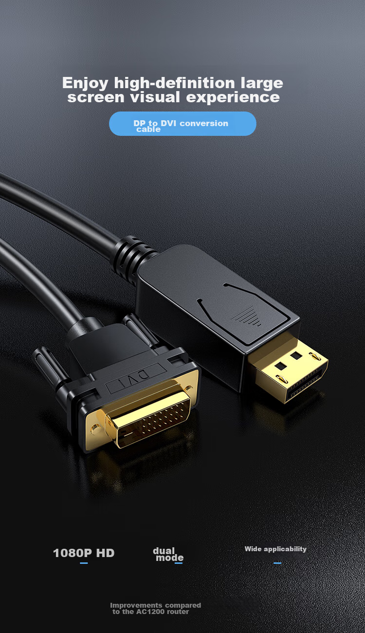 Кабель-адаптер BIAZE DP to DVI, 1.8 метра, DisplayPort на DVI, черный