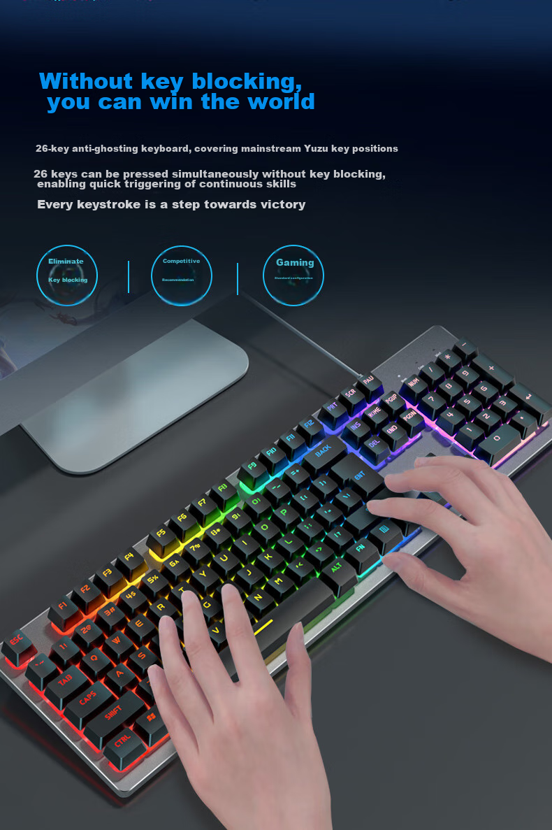Механическая клавиатура EWEADN GX300 с подсветкой и игровой мышью, проводной набор для геймеров и офиса