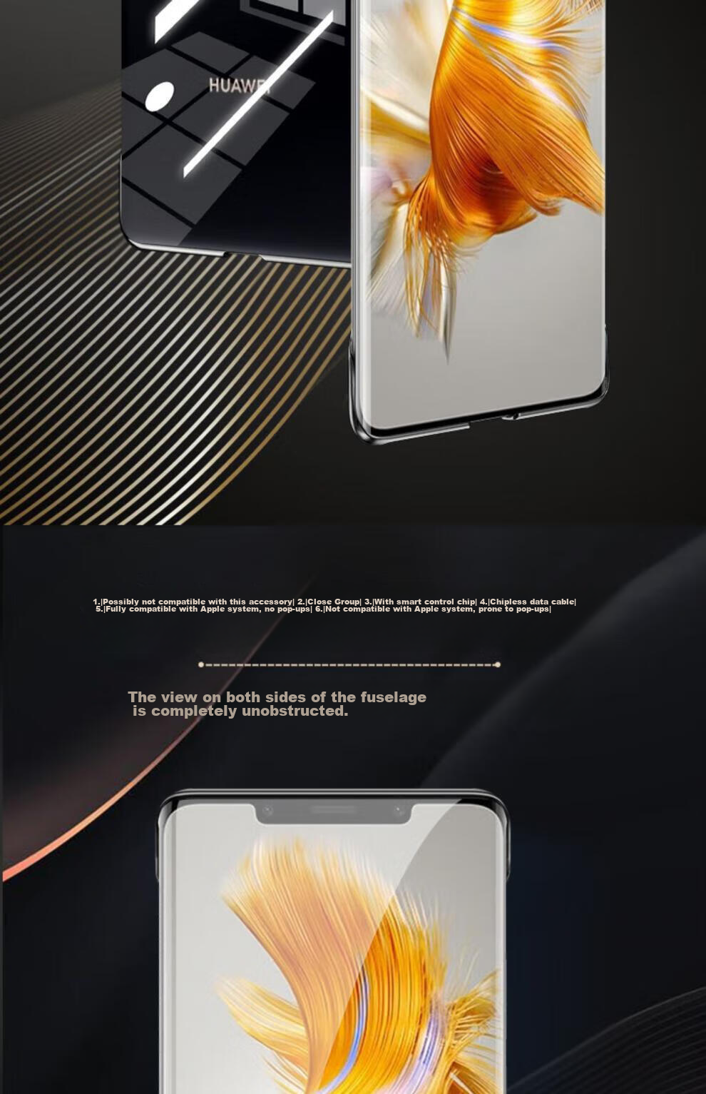 Чехол для Huawei Mate50 Pro Hongzhuo, ультратонкий, прозрачный, противоударный, с защитой от отпечатков пальцев и охлаждением, графитовый черный