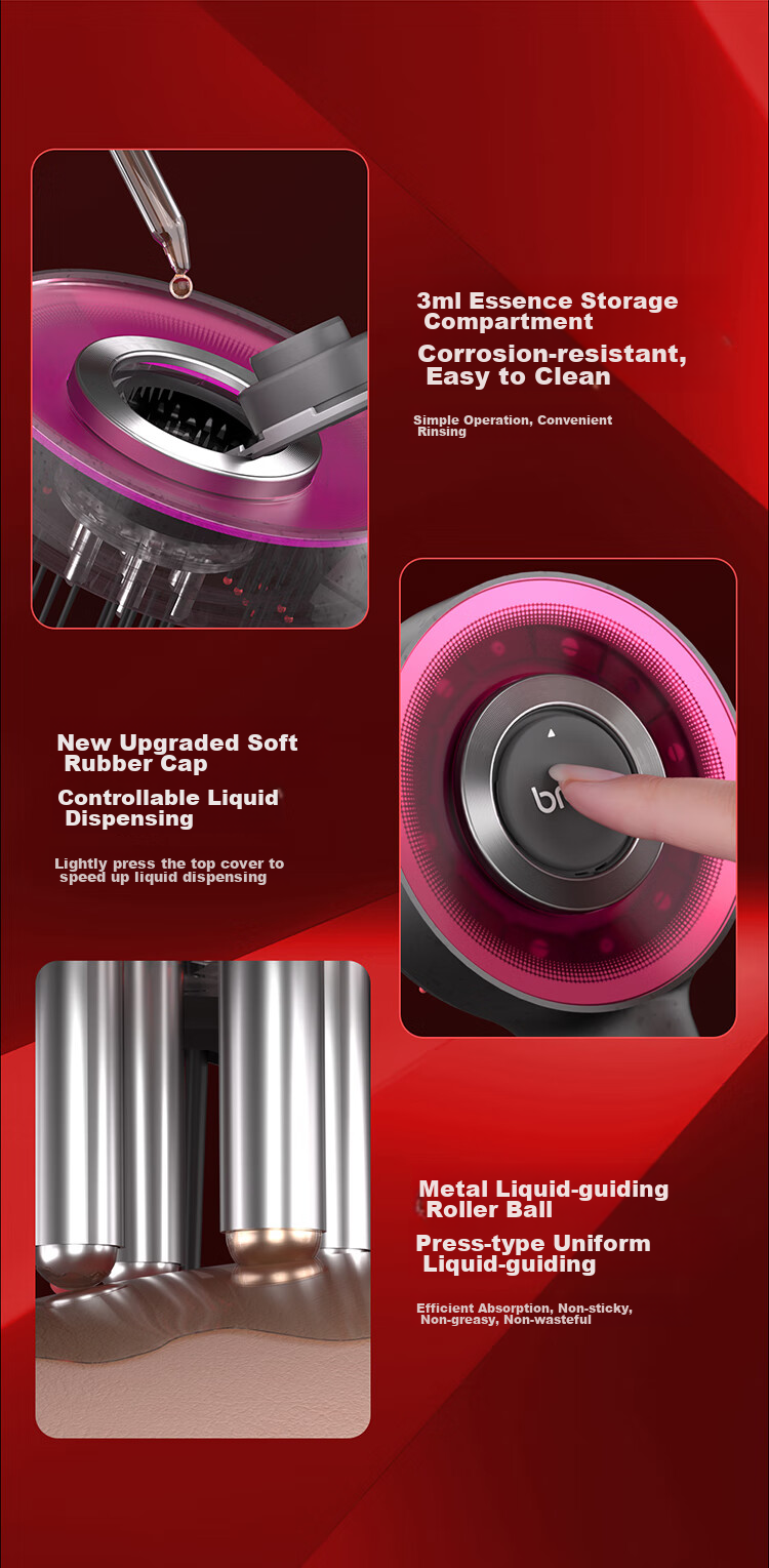 Умная расческа-массажер для кожи головы Breo Scalp3S, Deep Space Black, с красным светом для ухода за волосами, питание от Type-C, беспроводная, 3 режима, водонепроницаемая IPX7