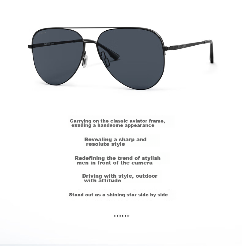Солнцезащитные очки PARZIN Polarized Sunglasses для мужчин, стиль Фань Чэнчэн, двойная оправа, авиатор, защита от УФ, для вождения, трендовые солнцезащитные очки PZ8380
