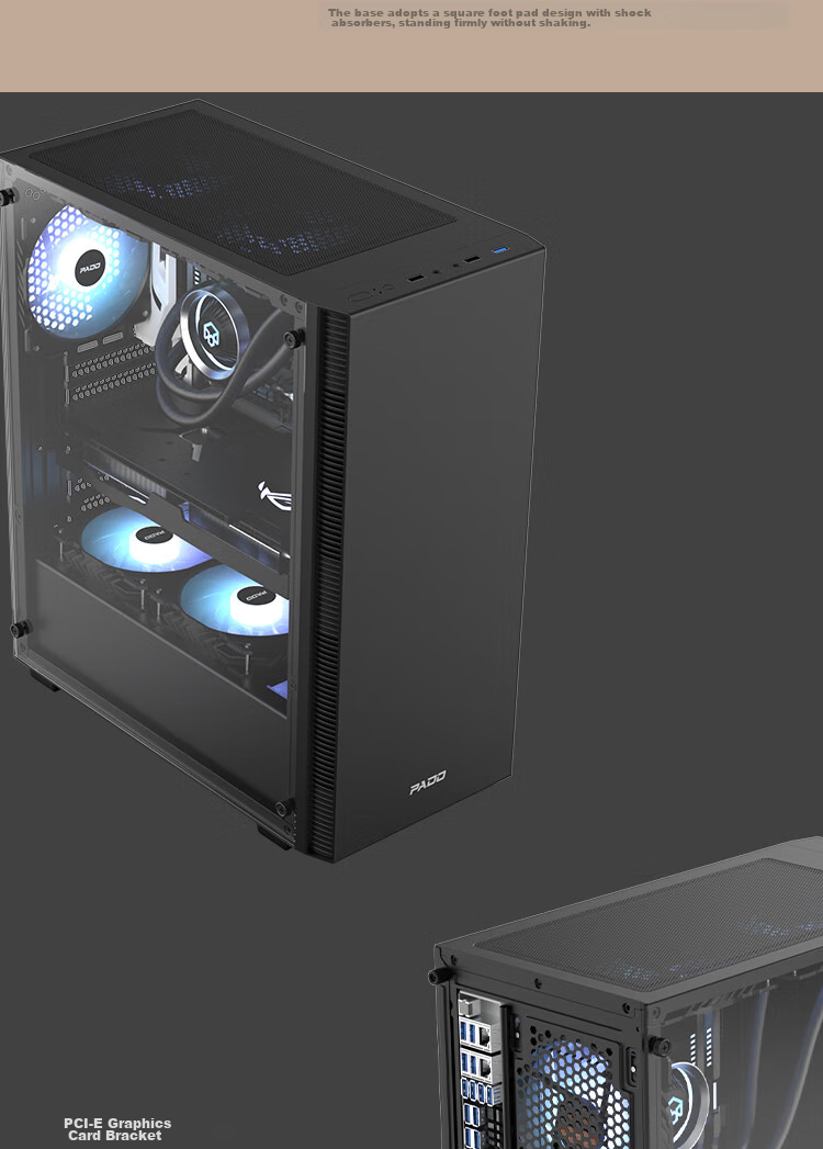 Компьютерный корпус PADO W5 Black, Midi-Tower, ATX/M-ATX/Mini-ITX, Черный