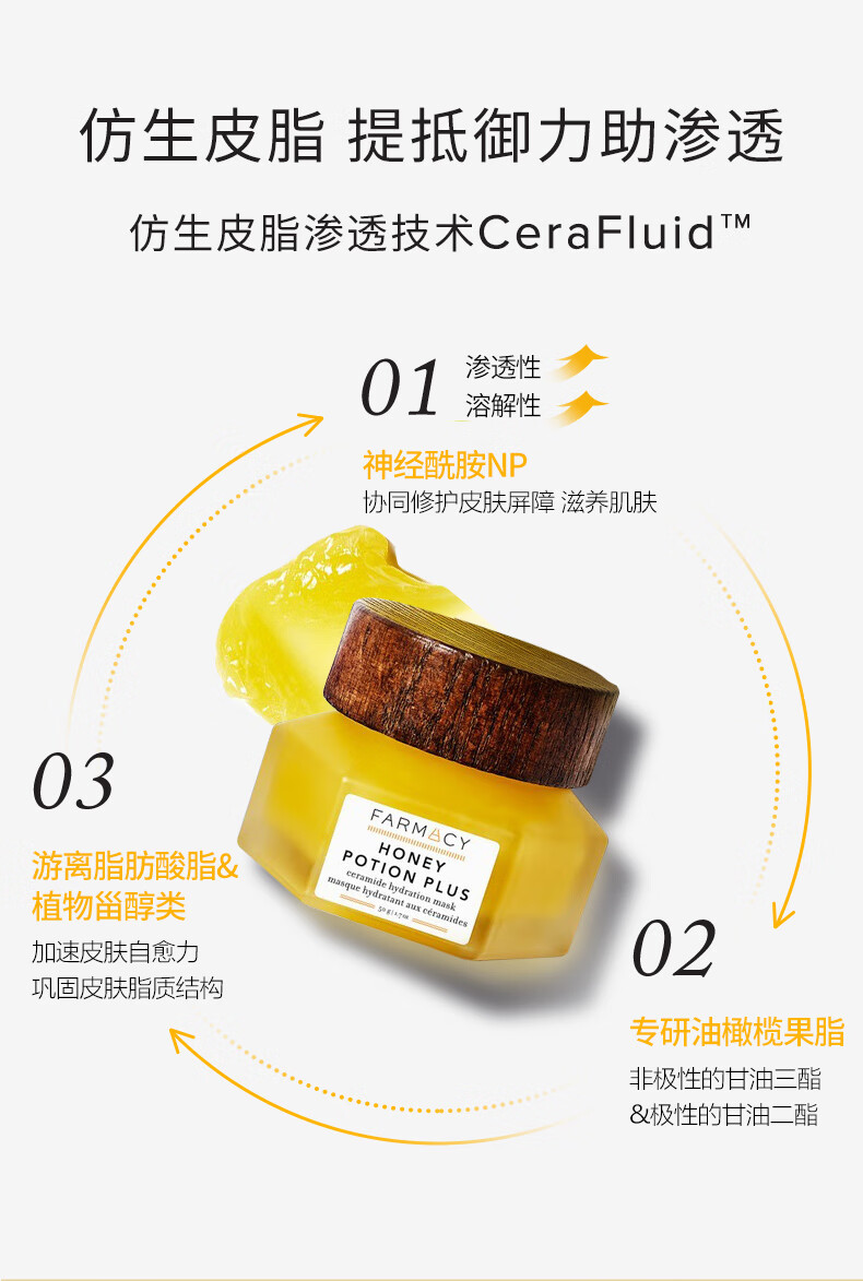 FARMACY蜂蜜焕亮滋养涂抹面膜117g 熬夜修护保湿 生日礼物送男友